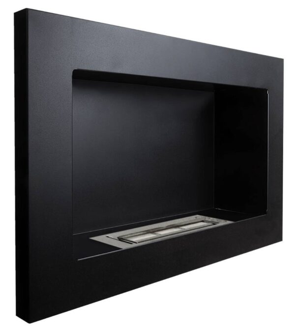 Camino bioetanolo biocamino da parete nero opaco 650x400 mm senza vetro 4